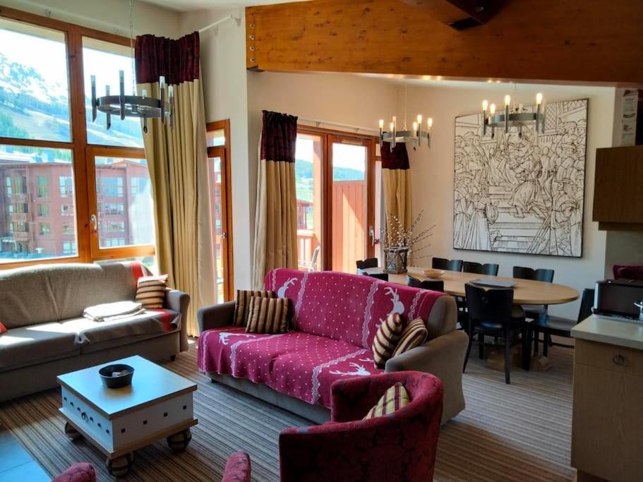 בור סן מוריס Confort Et Espace Pour Cet Appartement Duplex De 100 M2 Avec Grand Sejour Expose Sud Avec Cheminee, 4 Chambres , Acces Direct Aux Pistes De Ski Et Au Golf Dans La Residence Edenarc Avec Piscine, Jacuzzi Et Spa מראה חיצוני תמונה